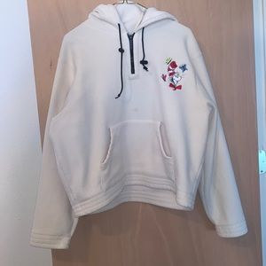 Vintage fleece half zip hoodie, Dr. Suess brand, white